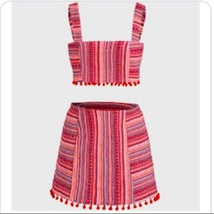 Boho Crop Top Skirt Set